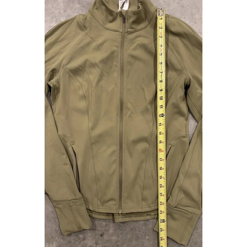Lululemon InStill Jacket Nulu 10 Olive Green Nylon Blend Full Zip